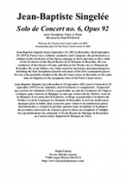 演奏会用ソロ・No.6・Op.92（ジャン＝バティスト・サンジュレー）（テナーサックス+ピアノ）【Solo de Concert (No.6) Op.92】