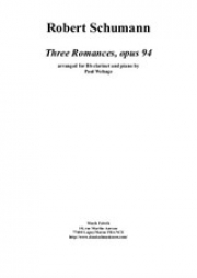 3つのロマンス・Op.94（ロベルト・シューマン）（クラリネット+ピアノ）【Three Romances Op.94】
