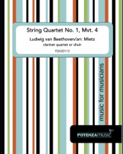 弦楽四重奏曲第1番・第四楽章（ベートーヴェン）（クラリネット四重奏）【String Quartet No. 1, Mvt. 4】