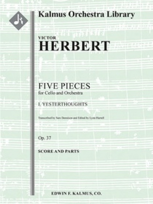 イエスタソーツ・Op.37  (ヴィクター・ハーバード)（スコアのみ）【Five Pieces for Cello and Orchestra: I. Yesterthoughts, Op】