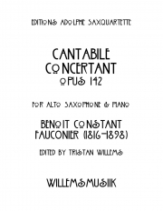 カンタービレ・ コンチェルタンテ・Op.142（ブノワ・コンスタン・フォコニエ）（アルトサックス+ピアノ）【Cantabile Concertant, Opus 142】