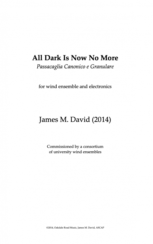 オール・ダーク・イズ・ナウ・ノーモア（ジェイムズ・デヴィッド）（スコアのみ）【All Dark Is Now No More】