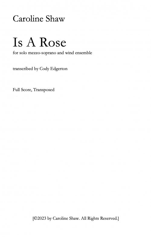 Is A Rose（キャロライン・ショウ）（スコアのみ）