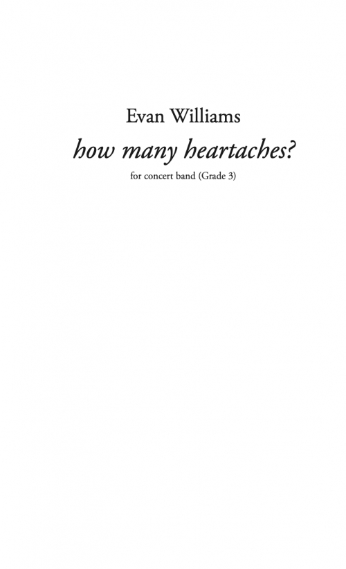 How Many Heartaches?（エヴァン・ウィリアムス）（スコアのみ）