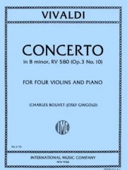 協奏曲・ロ短調・RV.580  (アントニオ・ヴィヴァルディ) (ヴァイオリン四重奏+ピアノ）【Concerto in B minor, RV 580】