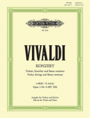 ヴァイオリン協奏曲・イ短調・Op.3・No.6  (アントニオ・ヴィヴァルディ)（ヴァイオリン+ピアノ）【Violin Concerto in A minor Op. 3 No. 6】