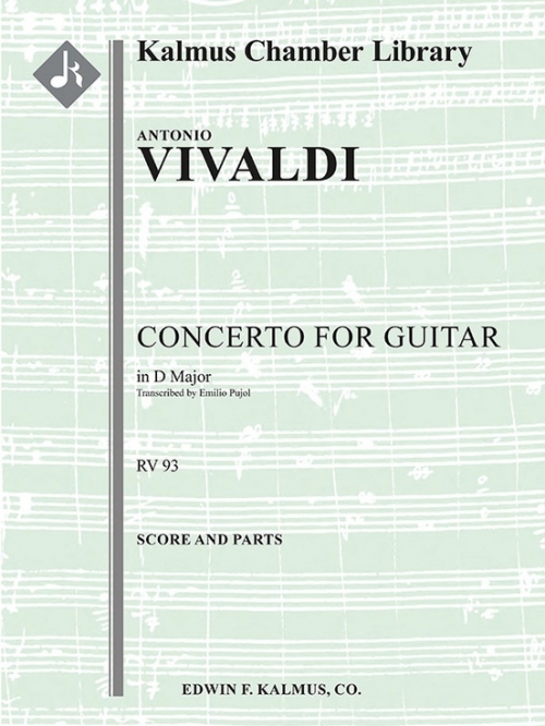 協奏曲・ニ長調・RV 93  (アントニオ・ヴィヴァルディ)（スコアのみ）【Concerto for Guitar in D, RV 93】