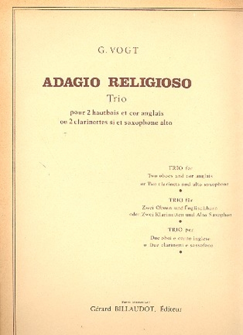 アダージョ・レリジオーソ  (ギュスターヴ・フォークト)（木管三重奏）【Adagio religioso】